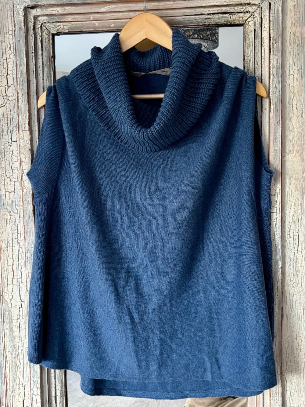 Blue Sleeveless Cowl Neck Knit Sweater, Athleta Size S